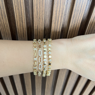 14K Kaplama Yıldız Model Taşlı Vip Bileklik