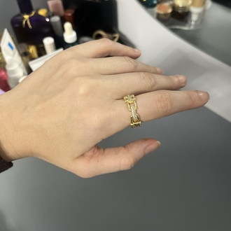 14K Kaplama Taşlı Vip Yüzük