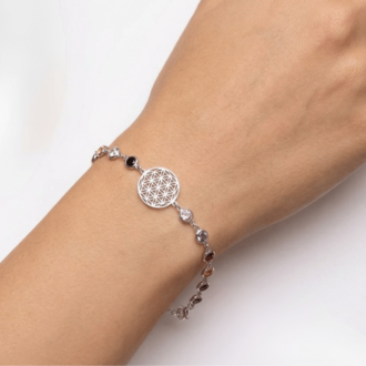 925 Ayar Gümüş Renkli Zirkon Taşlı ve Motifli Bileklik - Acer Silver