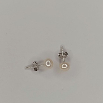925 Ayar Gümüş 6,5 mm Zarif İnci Vidalı Küpe - Acer Silver