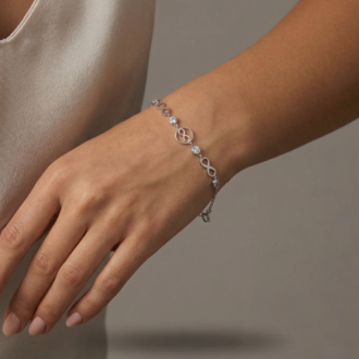 925 Ayar Gümüş Sonsuzluk Figürlü Işıltılı Zirkon Taşlı Bileklik - Acer Silver