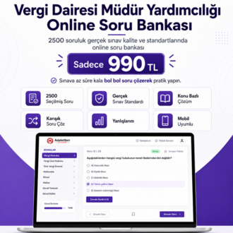 VERGİ DAİRESİ MÜDÜR YARDIMCILIĞI ONLINE SORU BANKASI