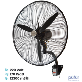 Püfür Kumandalı, Zaman Ayarlı Sanayi Duvar Tipi Endüstriyel Vantilatör 65 Cm