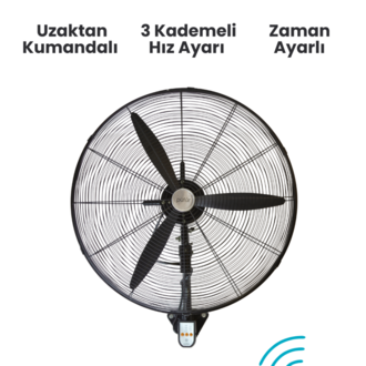 Püfür Kumandalı, Zaman Ayarlı Sanayi Duvar Tipi Endüstriyel Vantilatör 65 Cm