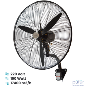 Püfür Kumandalı, Zaman Ayarlı Sanayi Duvar Tipi Endüstriyel Vantilatör 75 Cm