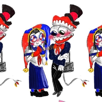 Anime Showtime sticker ( Caine x Pomni from The Amazing Digital Circus) 