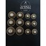 Bombeli Boşluklu Ortası Taşlı Kafes Model Metal Düğme Seti - 12li Paket (6Büyük+6Küçük)