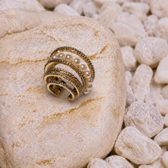 İnci Detaylı Gold Earcuff