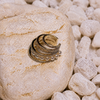 İnci Detaylı Gold Earcuff