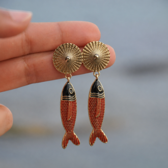 Kırmızı&Gold Balık Küpe