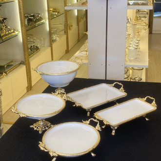 5 li gold çerçeveli porselen set