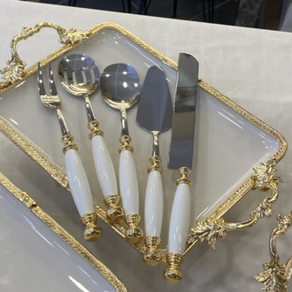 5 li gold porselen servis kaşık seti