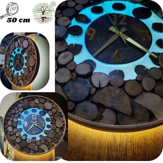 50 cm çap ahşap saat