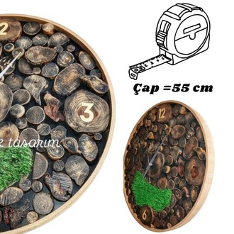 55 cm çap ahşap saat