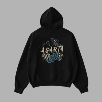 Kapüşonlu Hoodie AGARTA Logo | Unisex (Siyah/Beyaz)