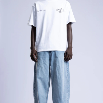 Oversize Fit Bisiklet Yaka %100 Pamuk Beyaz Baskılı Erkek T-Shirt