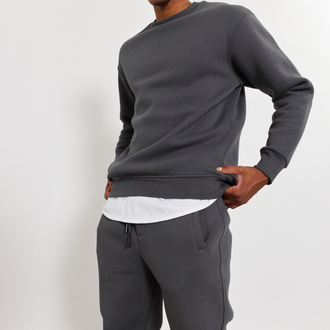 Bisiklet Yaka 3 İplik Şardonlu Pamuklu Antrasit Sweatshirt