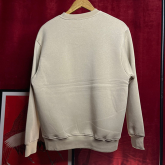 Bisiklet Yaka 3 İplik Şardonlu Pamuklu Bej Sweatshirt