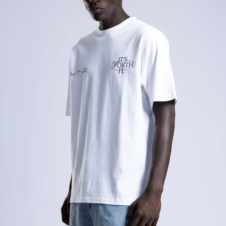 Oversize Fit Bisiklet Yaka %100 Pamuk Beyaz Baskılı Erkek T-Shirt