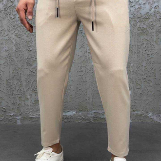 Modern Fit Lastikli Bej Renk Kumaş Pantolon