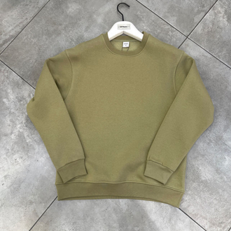 Bisiklet Yaka 3 İplik Şardonlu Pamuklu Haki Sweatshirt