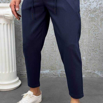 Modern Fit Lastikli Lacivert Kumaş Pantolon 