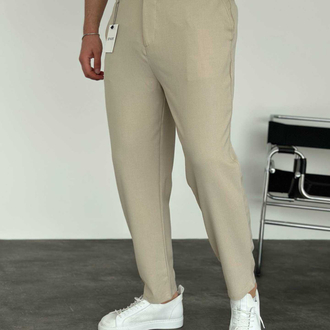 Modern Fit Lastikli Bej Renk Kumaş Pantolon
