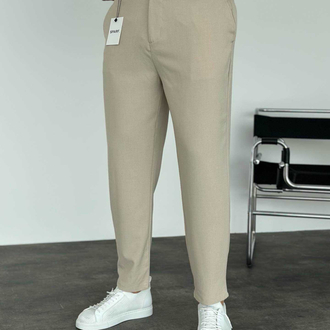 Modern Fit Lastikli Bej Renk Kumaş Pantolon