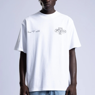 Oversize Fit Bisiklet Yaka %100 Pamuk Beyaz Baskılı Erkek T-Shirt
