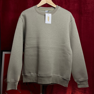 Bisiklet Yaka 3 İplik Şardonlu Pamuklu Gri Sweatshirt