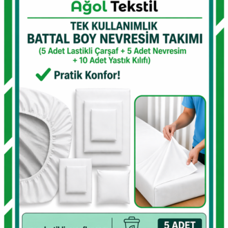 Tek Kullanımlık Battal Boy Nevresim Takımı – 5'li Set (Çarşaf, Yorgan, Yastık Kılıfı)