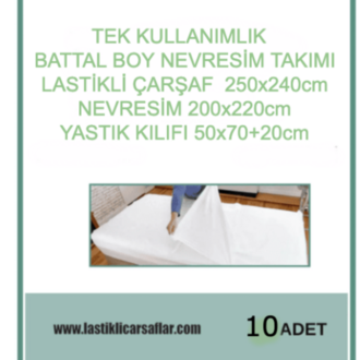 Tek Kullanımlık Battal Boy Nevresim Takımı - 10lu Set (Carsaf Nevresim 2 Yastık Kılıfı)