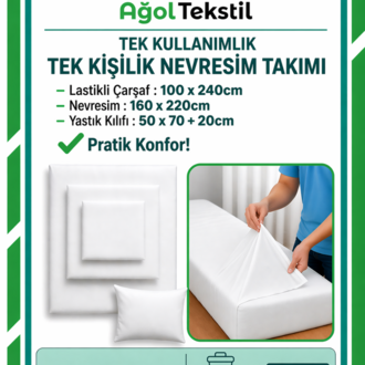Tek Kişilik Tek Kullanımlık Nevresim Takımı (Çarşaf + Yorgan Kılıfı + Yastık Kılıfı)