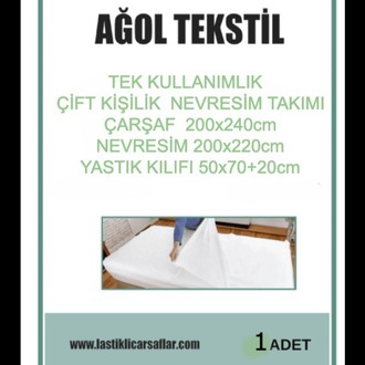 Çift Kişilik Tek Kullanımlık Nevresim Seti – Lastikli Çarşaf + Yorgan + Yastık Kılıfı