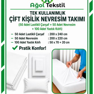 Çift Kişilik Tek Kullanımlık Nevresim Takımı – 50’li Endüstriyel Set |
