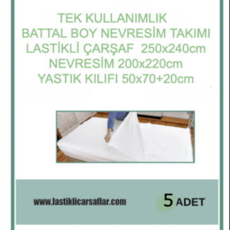 Tek Kullanımlık Battal Boy Nevresim Takımı – 5'li Set (Çarşaf, Yorgan, Yastık Kılıfı)