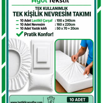 Tek Kullanimlik Tek Kisilik Nevresim Takimi – 10lu Set Lastikli Carsafli Yatak Seti