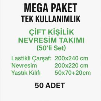 Çift Kişilik Tek Kullanımlık Nevresim Takımı – 50’li Endüstriyel Set | Pratik ve Hijyenik