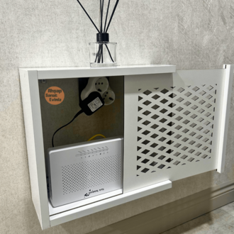 SÜRGÜLÜ WİFİ MODEM DUVAR DÜZENLEYİCİ BAKLAVA MODEL BEYAZ
