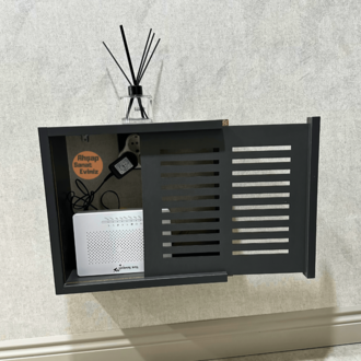 SÜRGÜLÜ WİFİ MODEM DUVAR DÜZENLEYİCİ DÜZ ÇİZGİ MODEL ANTRASİT