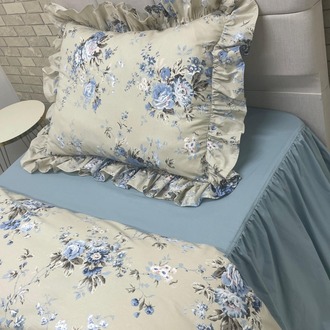 Tek kişilik 100x200 cm yatak için fırfırlı etekli lastikli çarşaf, nevresim takımı