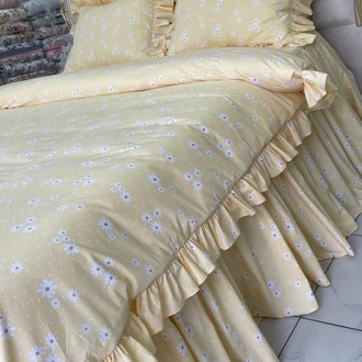 çift kişilik 160x200 cm yatak için fırfırlı etekli lastikli çarşaf, nevresim takımı