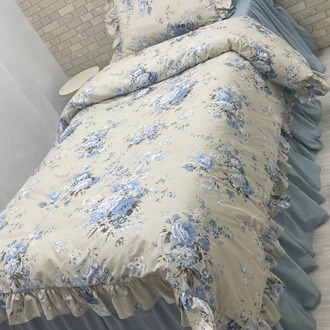 Tek kişilik 100x200 cm yatak için fırfırlı etekli lastikli çarşaf, nevresim takımı