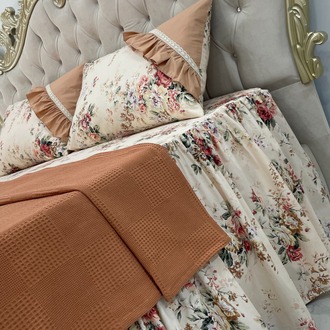 çift kişilik 160x200 cm yatak için fırfırlı etekli lastikli çarşaf takımı ve pike
