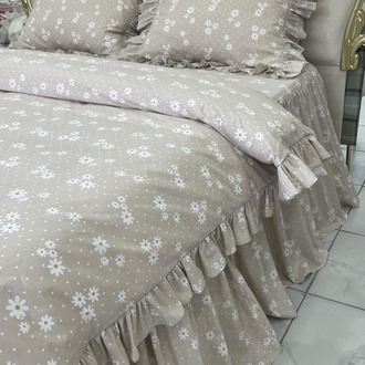 çift kişilik 160x200 cm yatak için fırfırlı etekli lastikli çarşaf, nevresim takımı