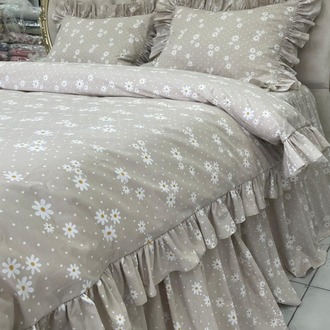 çift kişilik 160x200 cm yatak için fırfırlı etekli lastikli çarşaf, nevresim takımı