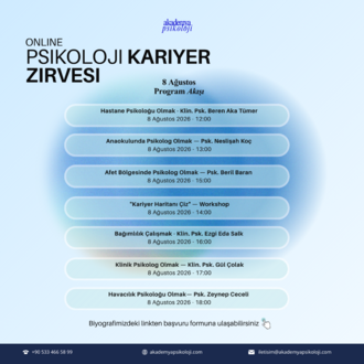 Akademya Psikoloji Kariyer Zirvesi 8-9 Ağustos 2026 · Online