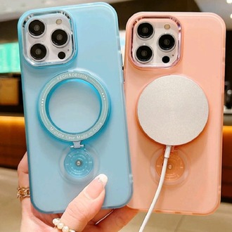 İphone Krom Mika Magsafe Metal Standlı Arkası Mat Buzlu Hassas Butonlu
