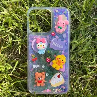 Iphone -Samsung Uyumlu Sulu Simli Karakterli Telefon Kılıfı 