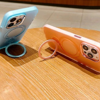 İphone Krom Mika Magsafe Metal Standlı Arkası Mat Buzlu Hassas Butonlu
